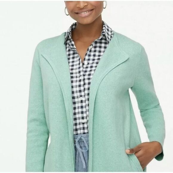 J Crew Vanessa Longline Open Front Cardigan Sweater Coat XS Mint Green AC619 - Picture 4 of 14